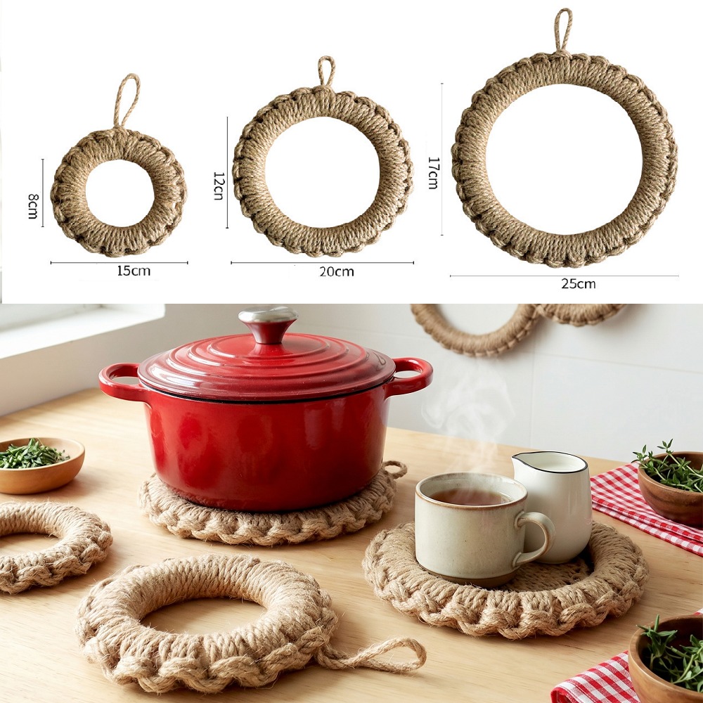 Cast Iron Corn - 2 stuks rustieke jute geweven onderzetters