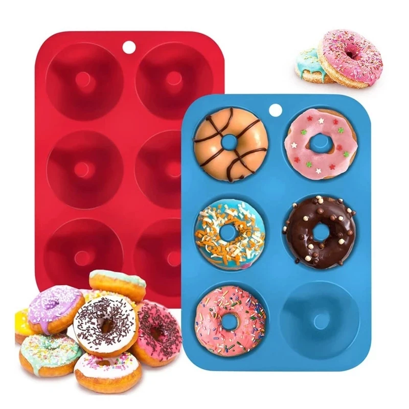 Donut Mold Silicone - 6-gaats siliconen donutvorm bakvorm non-stick bakken