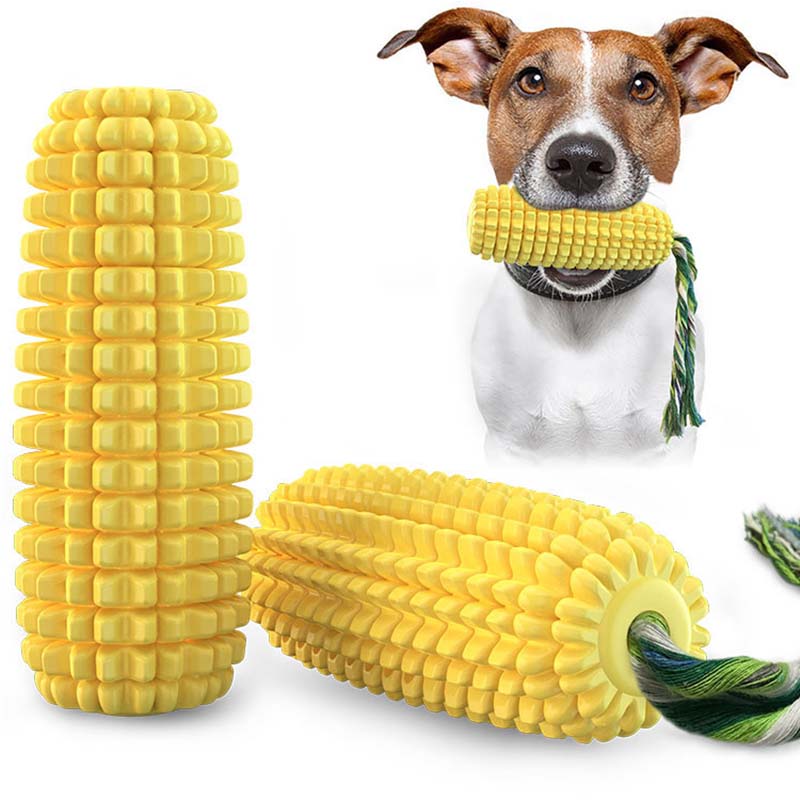 Corn Dog Stick - Maïsvormig piepend hondenspeelgoed, duurzaam, bijtbestendig, kauwstaafje,