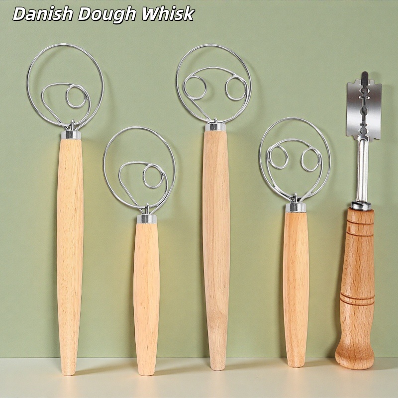 Danish Pancake Pan - 304 roestvrijstalen deegklopper met glad houten
