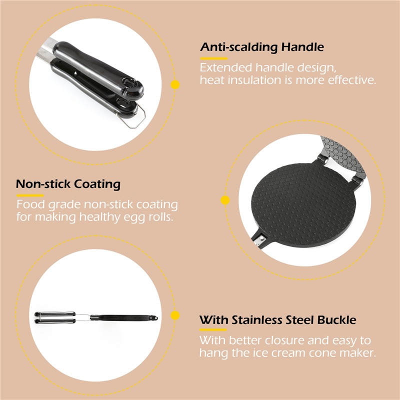 22 Cm Non-stick Loempia Wafeli - Waffle Cone Maker recensie en prijs